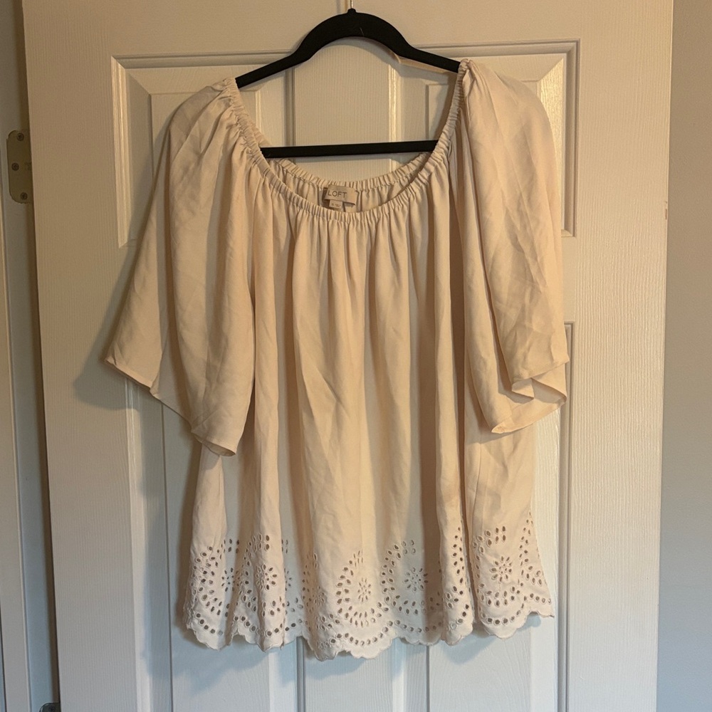 LOFT Cream Eyelet Blouse